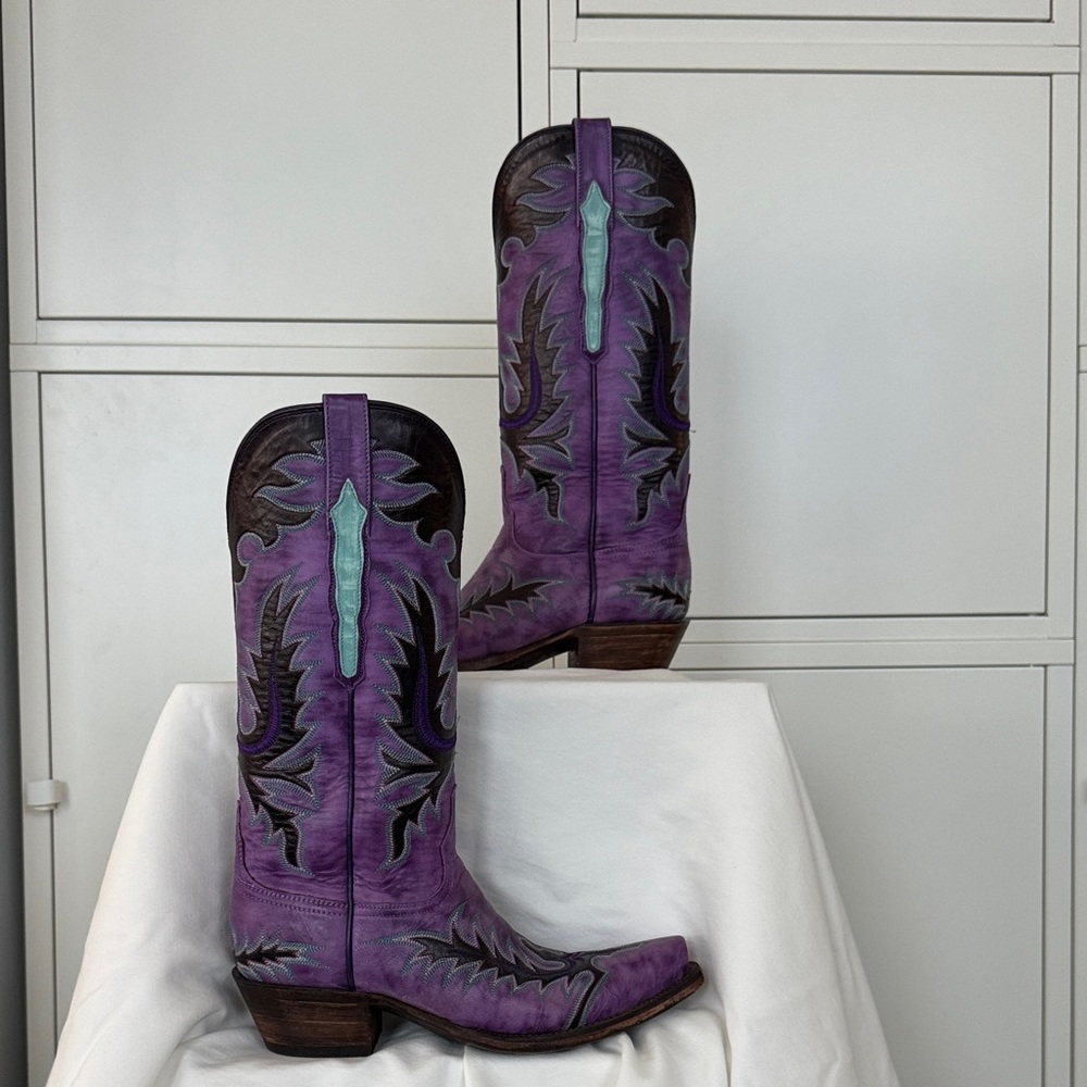 Lucchese Purple and Turquoise Western Boots. Size 7